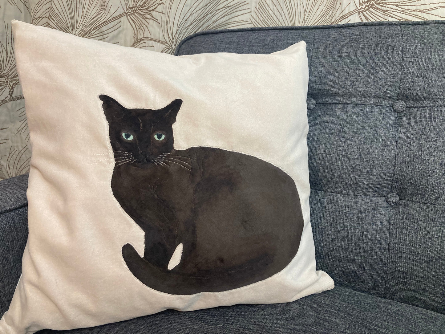 Custom Textile Pet Portrait Cushion Cover.