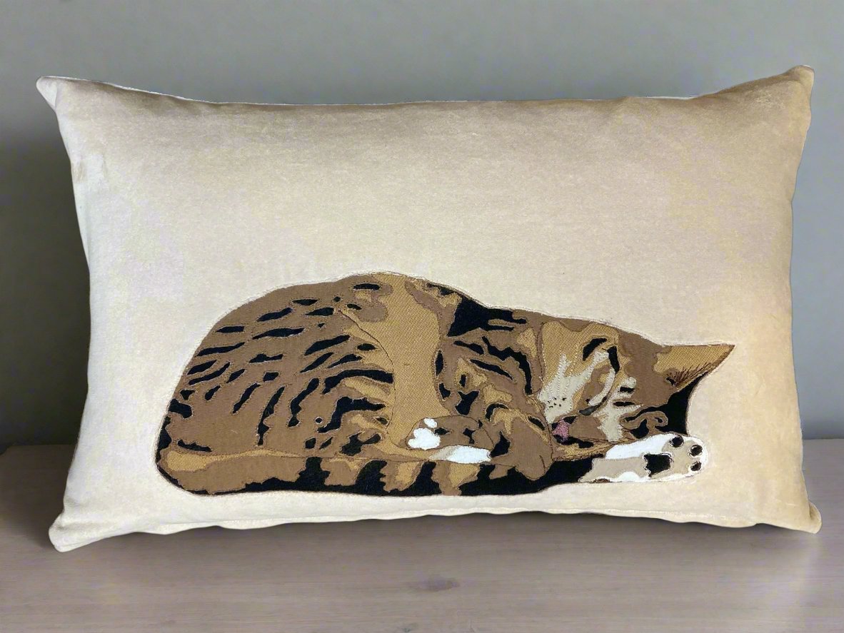 Custom Textile Pet Portrait Cushion Cover.