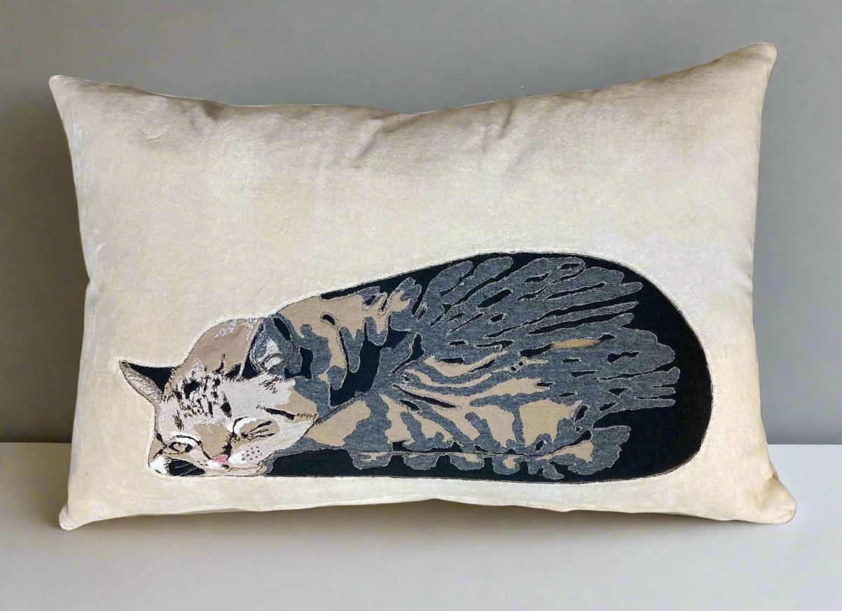 Custom Textile Pet Portrait Cushion Cover.