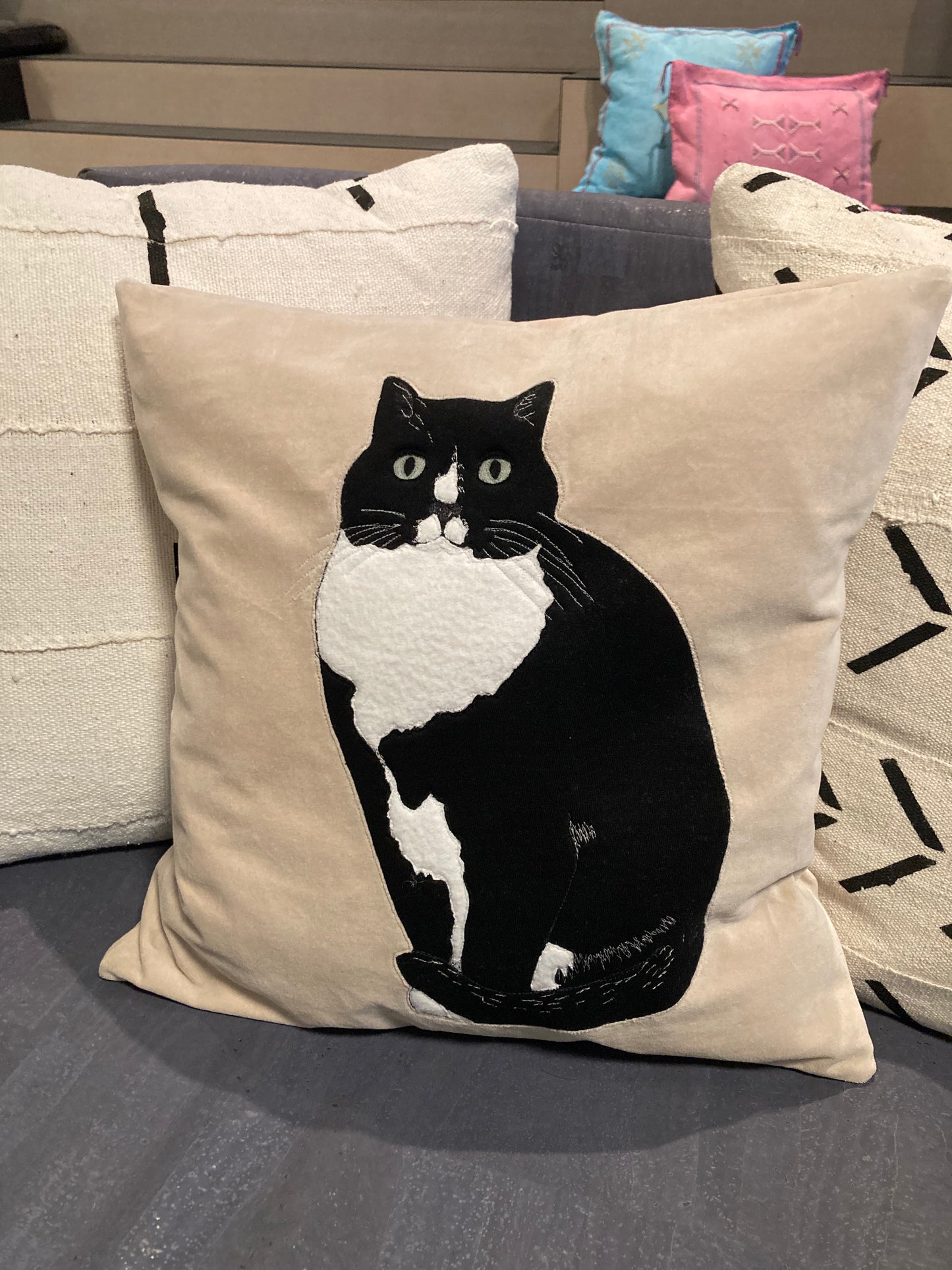 Custom Textile Pet Portrait Cushion Cover.